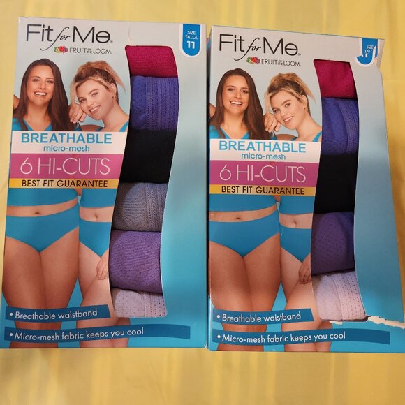 Fruit of the Loom Fit for Me Women's Plus Size 11 Hi-Cut Panties Breathable NIB - Picture 1 of 15